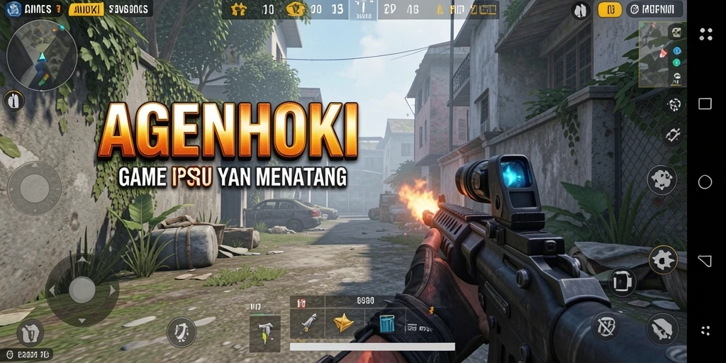 Tampilan gameplay AGENHOKI yang menegangkan dalam pertempuran FPS.