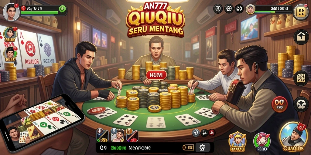 Tampilan gameplay seru dalam AN777 ketika bermain QiuQiu.