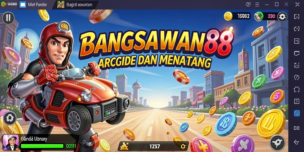 Screenshot utama menampilkan aksi seru BANGSAWAN88 dengan gameplay yang energik.