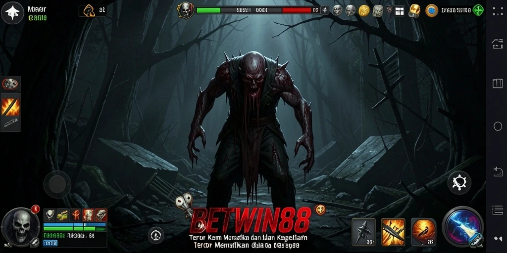 Gameplay BETWIN88 menjelajahi tempat berhantu yang menyeramkan.