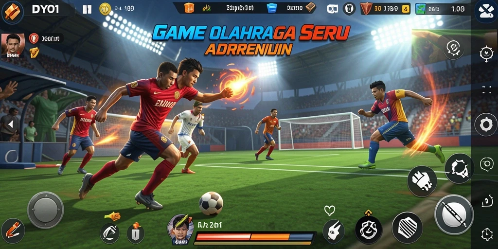 Screenshot DYO1 menampilkan aksi seru pertandingan olahraga yang mendebarkan.