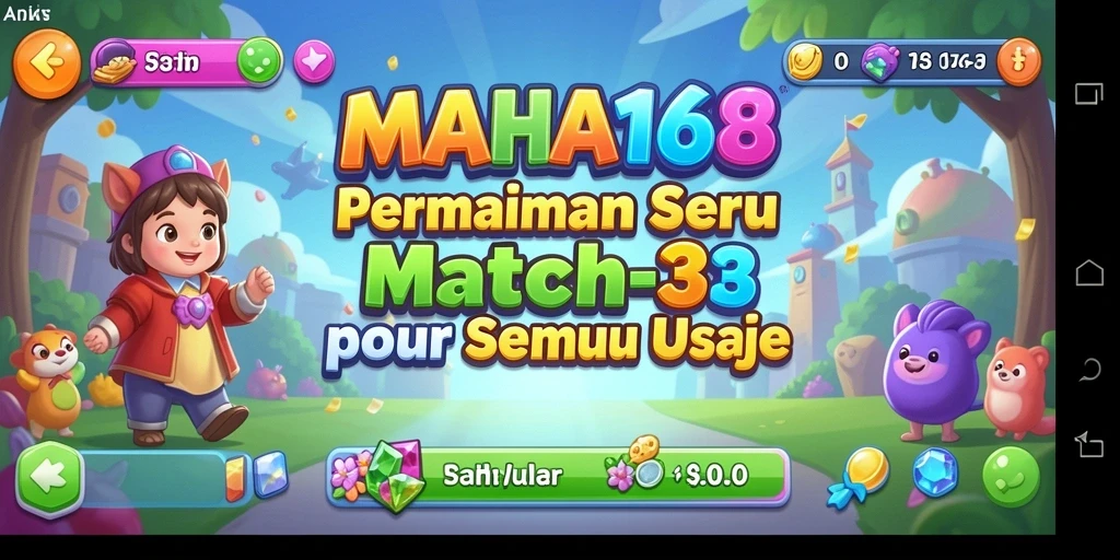 Tampilan gameplay seru dari MAHA168 dengan tantangan Match-3.