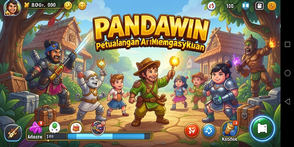 Screenshot utama PANDAWIN menampilkan gameplay arcade yang seru dan penuh aksi.