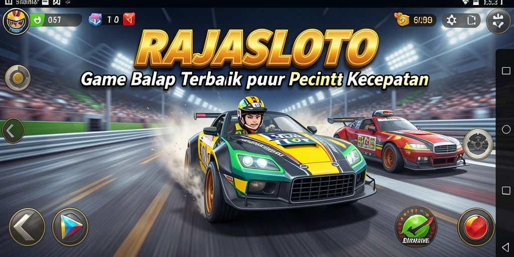 Screenshot gameplay RAJASLOTO menampilkan aksi balapan yang mendebarkan dan grafis yang menawan.