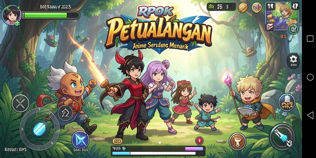 Tampak gameplay seru di RPOK dengan karakter-karakter anime yang menarik.