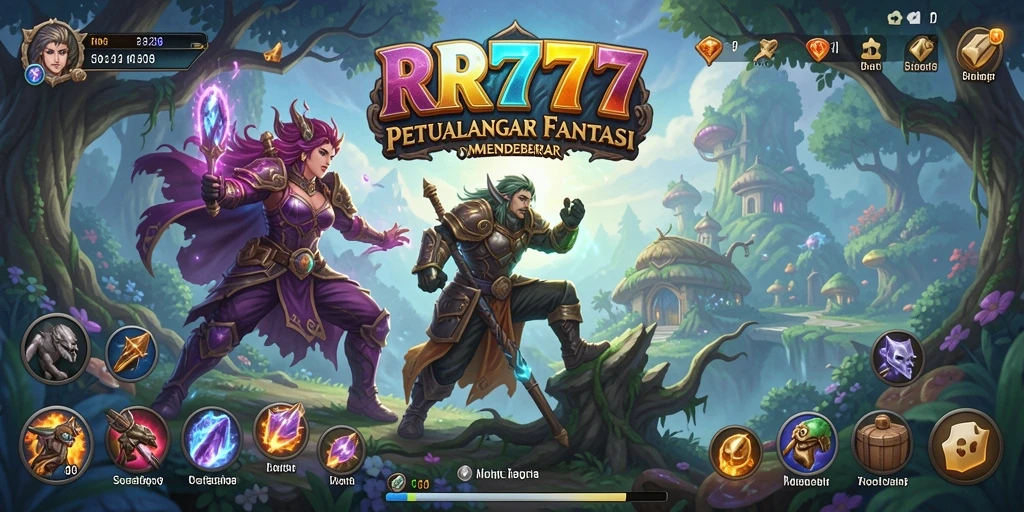 Tampilan aksi intens saat bertarung dalam dunia fantasi RR777.