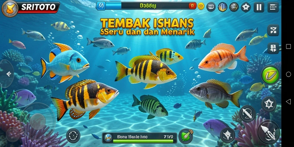 Tampilan gameplay Tembak Ikan SRITOTO yang menarik dan seru.