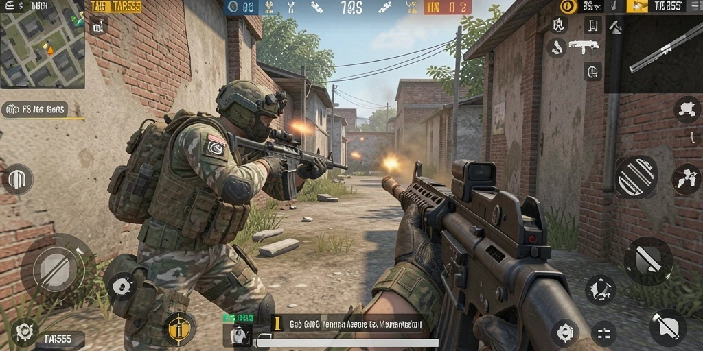 Tampilan gameplay yang mendebarkan dari TAR555 saat pertempuran sengit.