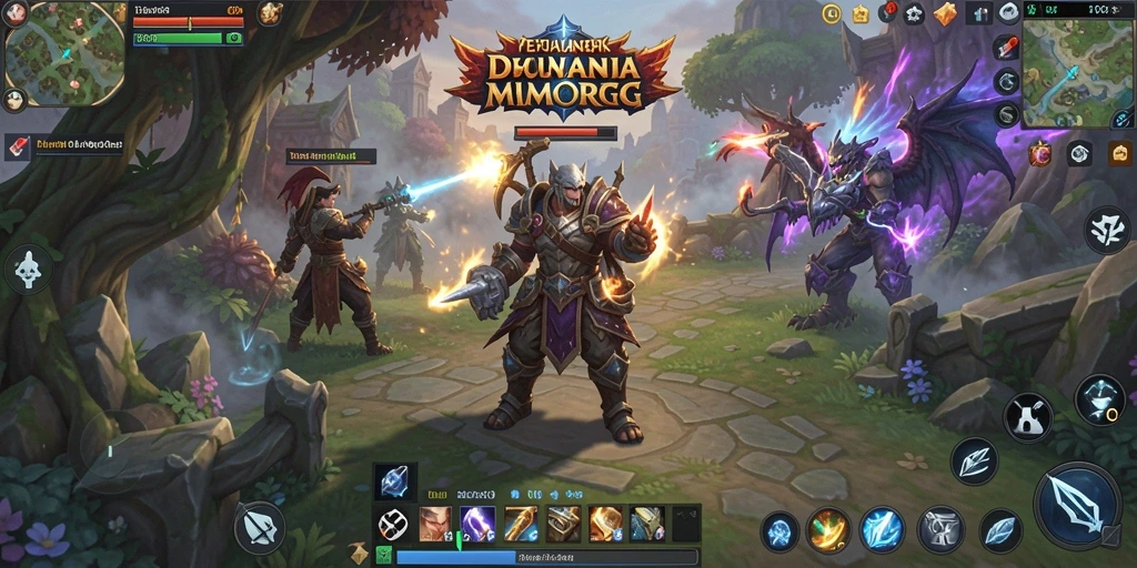 Screenshot gameplay V07 yang menunjukkan aksi epik dalam dunia MMORPG.